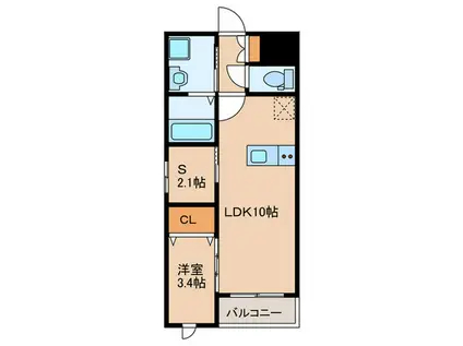 LIFEFIELD古賀駅前(1SDK/2階)の間取り写真