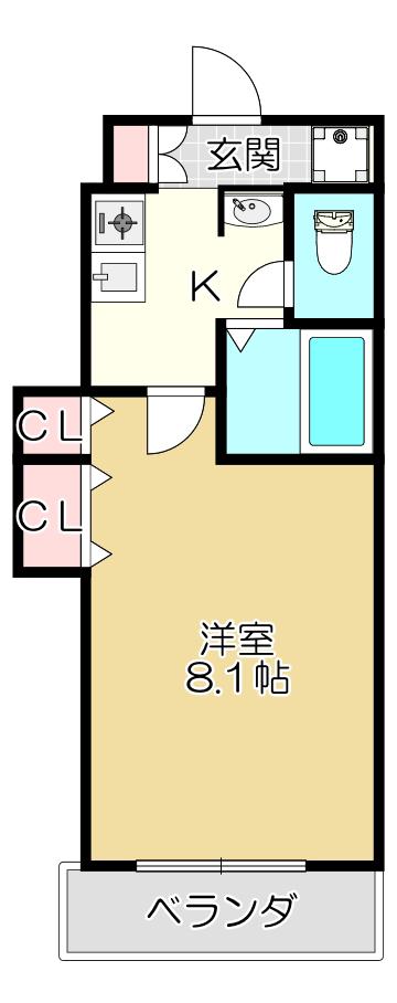 Mプラザ布施駅前(1K/2階)の間取り写真