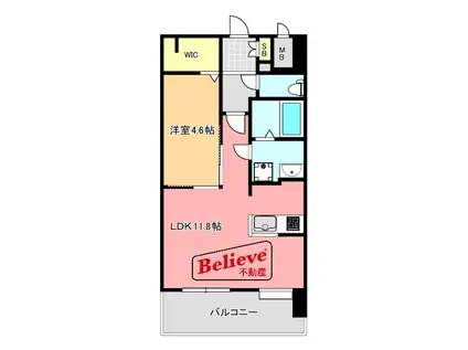 S-RESIDENCE六ツ門ABRイーストI(1LDK/8階)の間取り写真