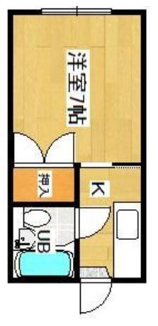 オクトベル(1K/1階)の間取り写真