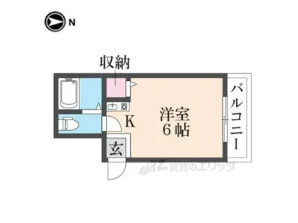 メビウス香里レジデンス(ワンルーム/4階)の間取り写真