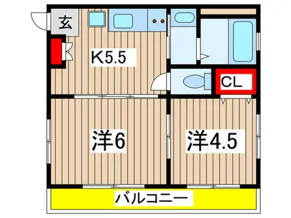 グリーンヒル(2K/5階)の間取り写真