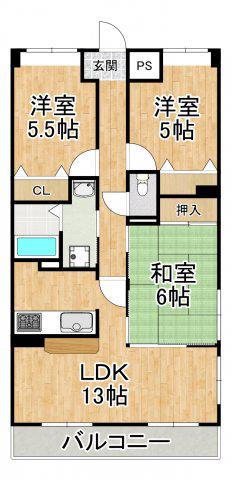 ルナ・ピエーナ泉北(3LDK/2階)の間取り写真