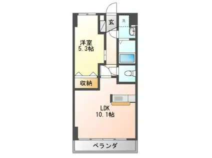 アーバンヒルズ城山1号館(1LDK/7階)の間取り写真