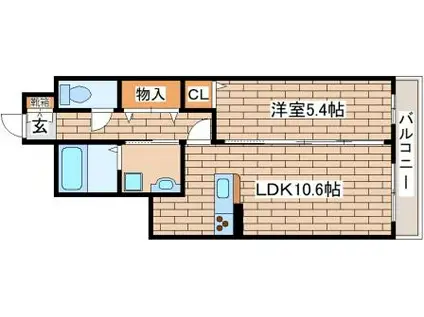 ベレオ天城(1LDK/2階)の間取り写真