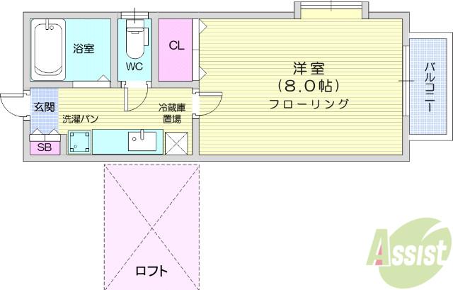 クレセール南吉成壱番館(1K/2階)の間取り写真
