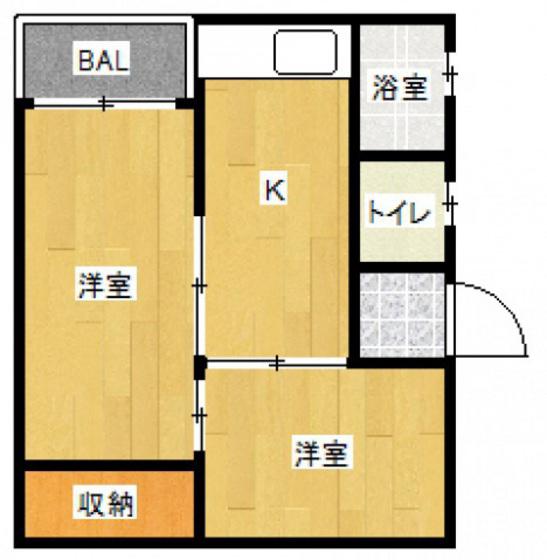 第2中万ビル(2DK/2階)の間取り写真
