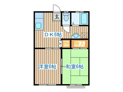 リバーサイドK(2DK/1階)の間取り写真