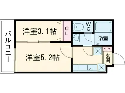 BASE青木(1DK/2階)の間取り写真