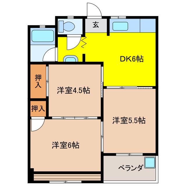 ルクシーヴァ穂積(3DK/3階)の間取り写真