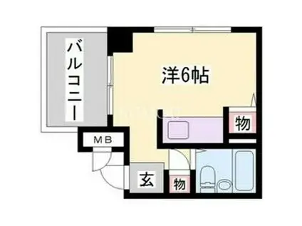 三宮パークハイム(ワンルーム/2階)の間取り写真