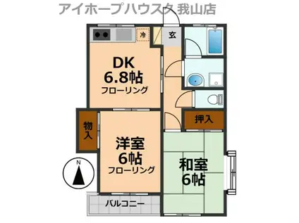 パールハイムA(2DK/2階)の間取り写真