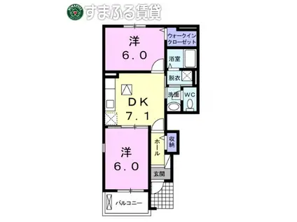 ガーデン ハウス サニー(2DK/1階)の間取り写真