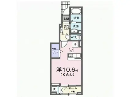 ガーデン ハウス イナバ II(ワンルーム/1階)の間取り写真