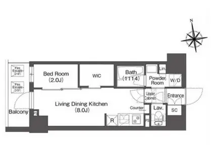 コンフォリア・リヴ西葛西(1DK/3階)の間取り写真