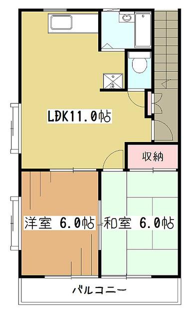 クレスト向原(2LDK/2階)の間取り写真