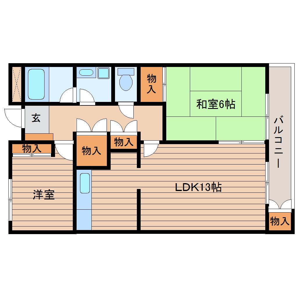 リッツコート北仙台(2LDK/4階)の間取り写真
