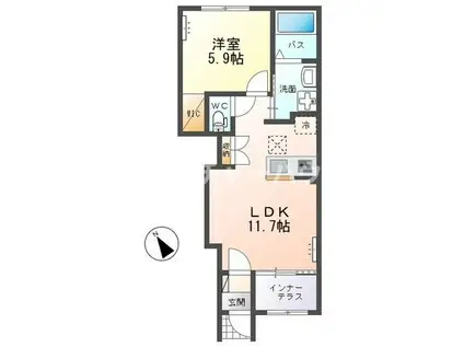 PATRIE(1LDK/1階)の間取り写真