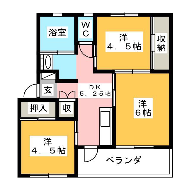 グランヒルズ小坂(3DK/3階)の間取り写真