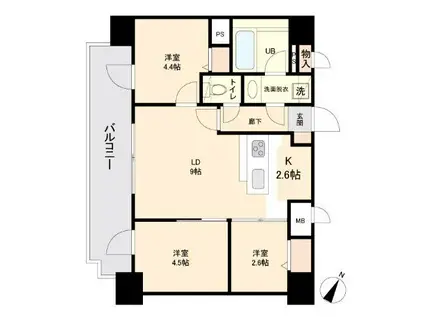 MODERN PALAZZO 天神南II(3LDK/10階)の間取り写真