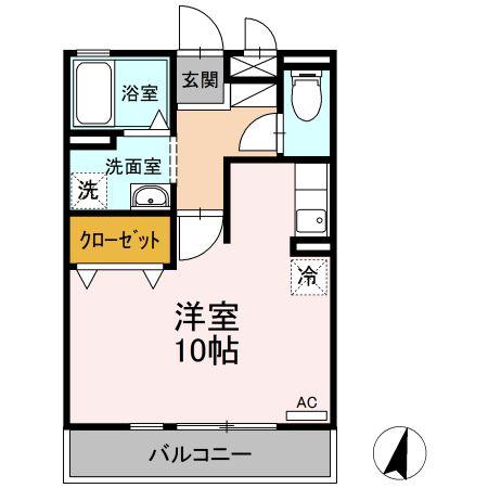 ドミールさつき(ワンルーム/2階)の間取り写真