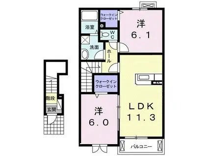 ファインステート(2LDK/2階)の間取り写真