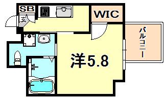 ララプレイス三宮ルミナージュ(1K/12階)の間取り写真