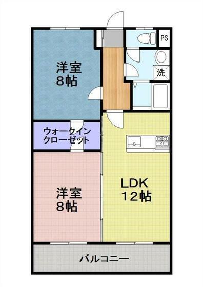 レックスフォート北熊本(2LDK/3階)の間取り写真
