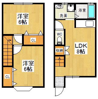 庭瀬ダイイチコーポ(2LDK/1階)の間取り写真
