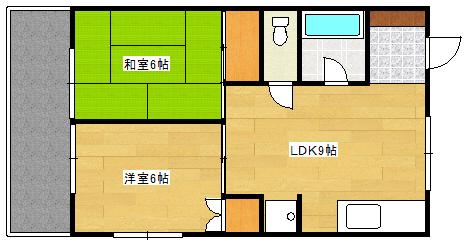 エイシンビルI(2LDK/2階)の間取り写真