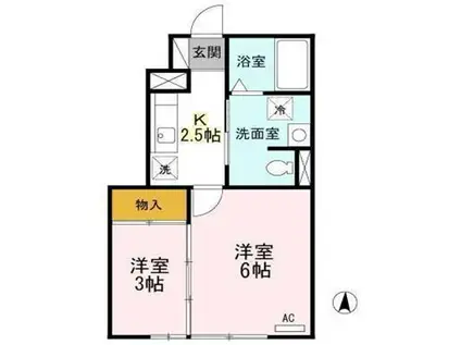 ドヌール寺内(2K/1階)の間取り写真