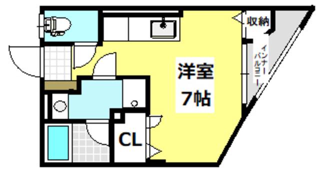 山口ビル(ワンルーム/2階)の間取り写真