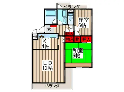 響和ハイツ(2LDK/2階)の間取り写真