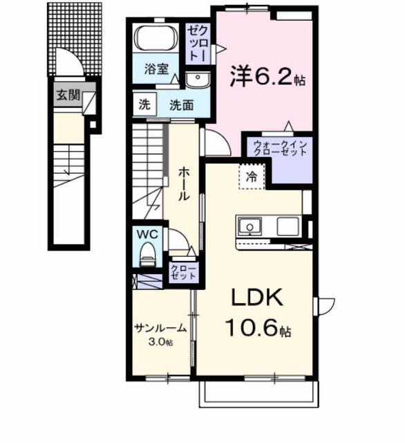 メゾン未来(1LDK/2階)の間取り写真