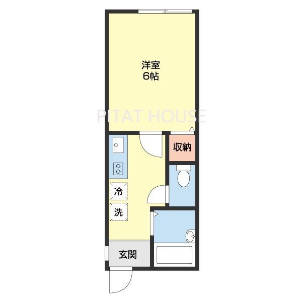 TJ船尾(1K/1階)の間取り写真