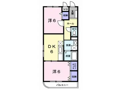 バージンブリッジ(2DK/2階)の間取り写真