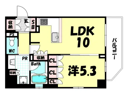 リーガル神戸三宮II(1LDK/5階)の間取り写真