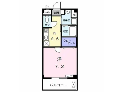 ウィステリアII(1K/1階)の間取り写真