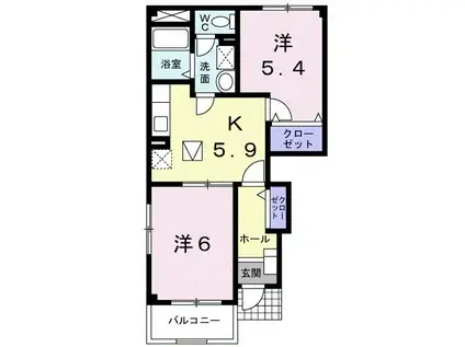 ライラックII(2K/1階)の間取り写真