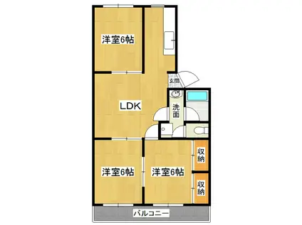 第二山忠マンション(3LDK/2階)の間取り写真
