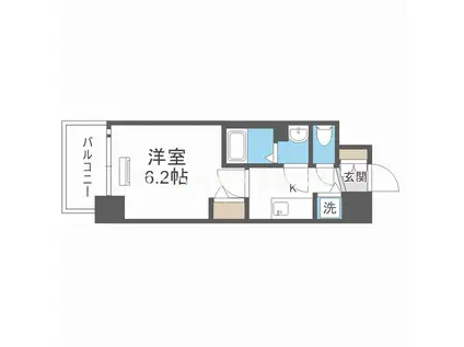 ポルト・ボヌール梅田ウエスト(1K/5階)の間取り写真