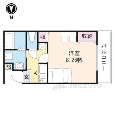 いろは梅小路(1K/2階)の間取り写真