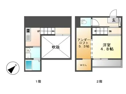 I・スペース小本(1K/2階)の間取り写真