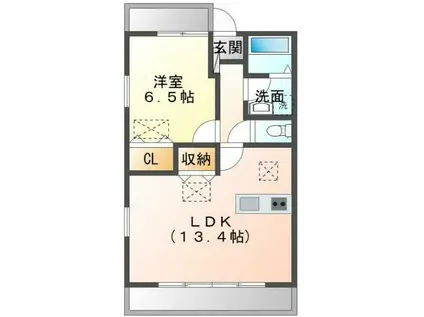 ルネス・リバーサイドKITAJIMA(1LDK/2階)の間取り写真