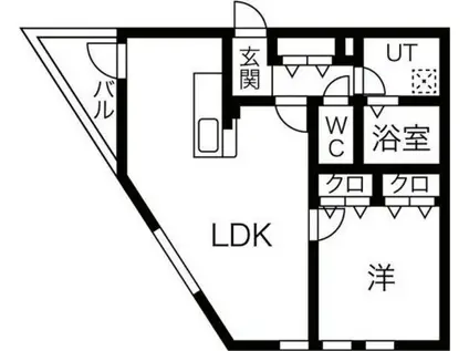 DEVELD栄生 ウエスト(1LDK/2階)の間取り写真