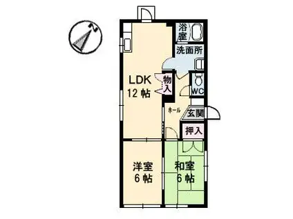 ディアスTMK(2LDK/1階)の間取り写真