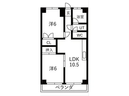浅井レジデンス(2LDK/5階)の間取り写真
