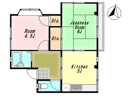 ホットハウス(2K/2階)の間取り写真