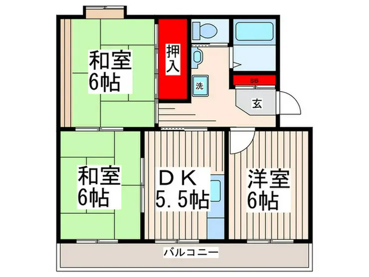 グリーンハイツ福島 2階階 間取り