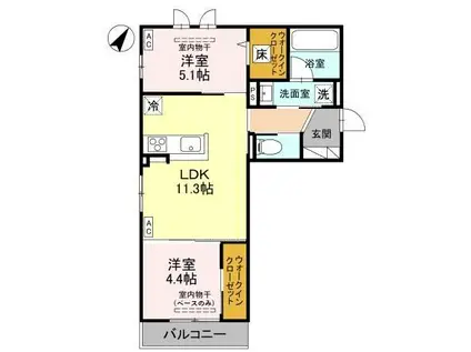 D-GRANDE下轡田 C(2LDK/1階)の間取り写真